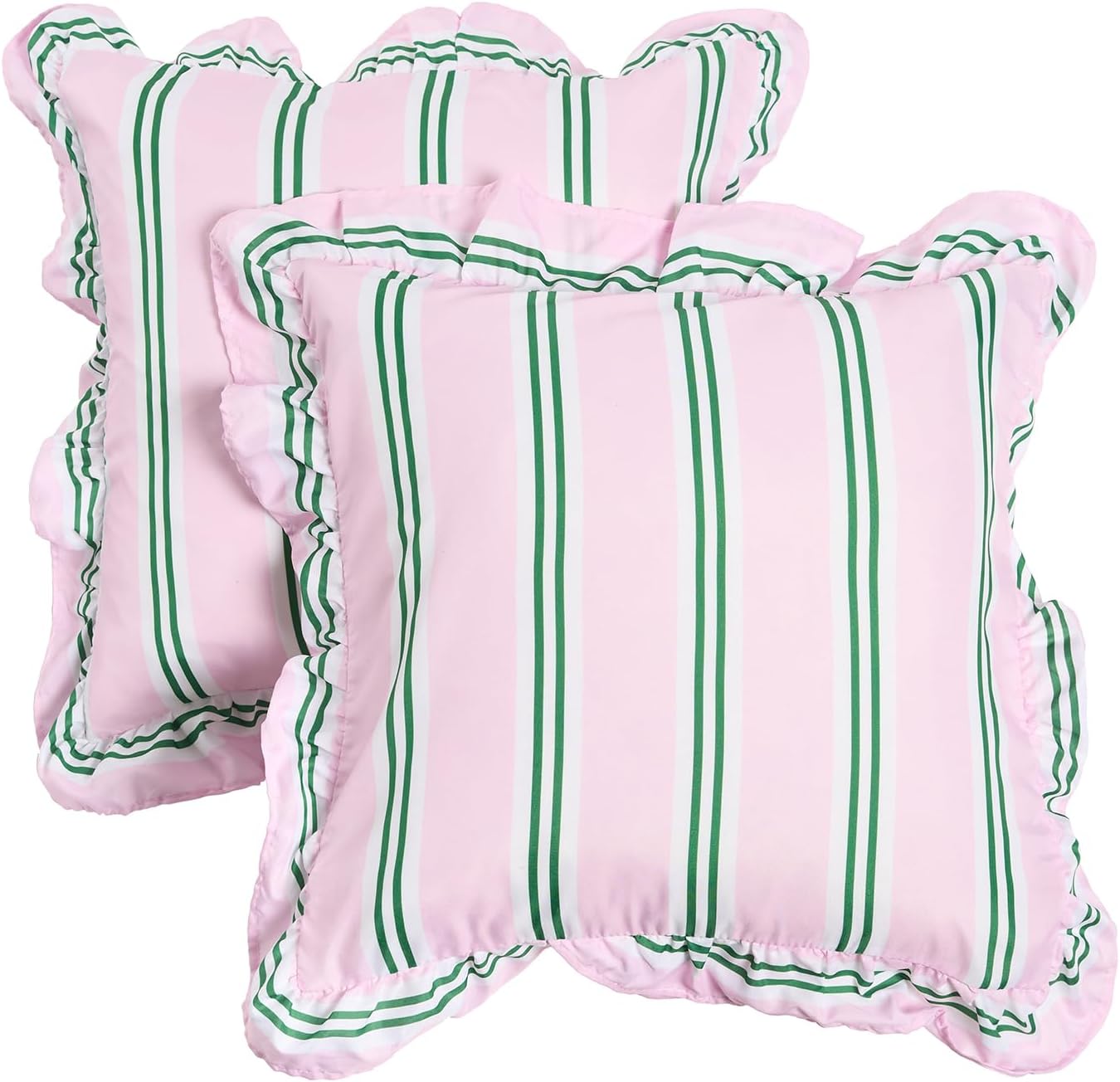 Cushion Covers 45 x 45 Set of 2, Gifts for Women Soft Cosy Frill Edge Throw Pillow Covers with Invisible Zipper Sofa
